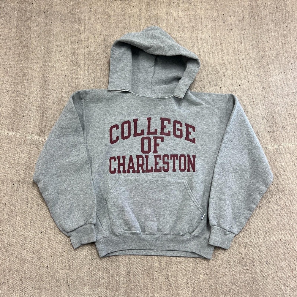 Vintage College Of Charleston Hoodie Mens Small Gray 2000s Russell Athletic